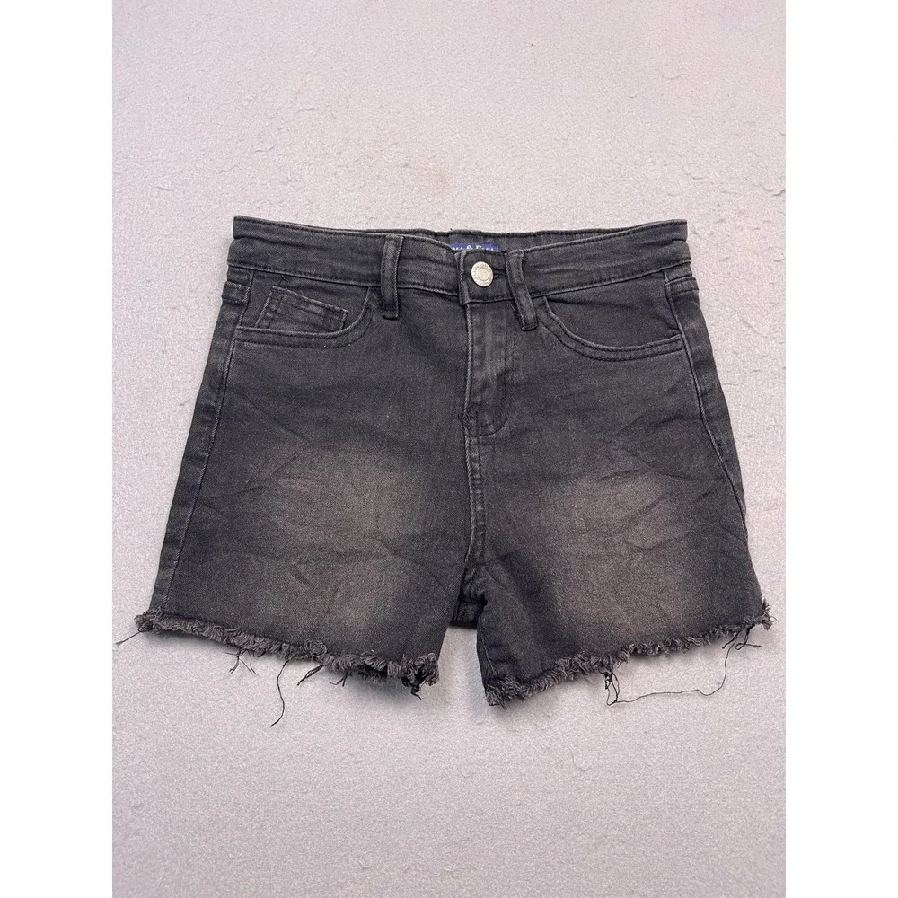 Emma & Elsa Denim Shorts Cotton Polyester Spandex Black 10/12(M) Girls